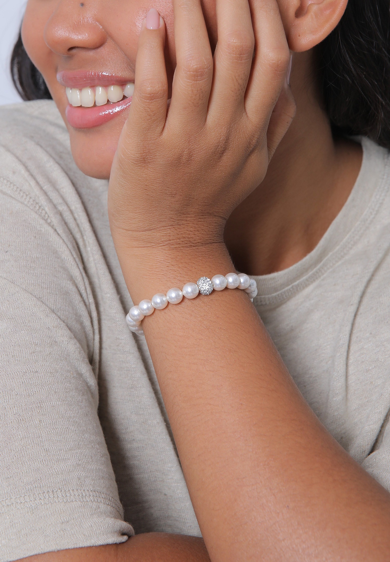 Elli Women's Elegant Set with Synthetic Pearls and Crystals in 925 Sterling Silver