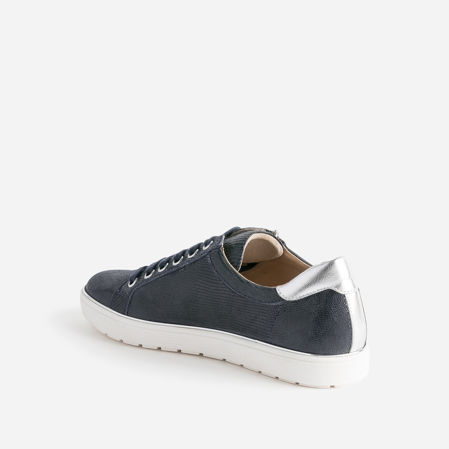 Tennis CAPRICE marine en cuir fantaisie