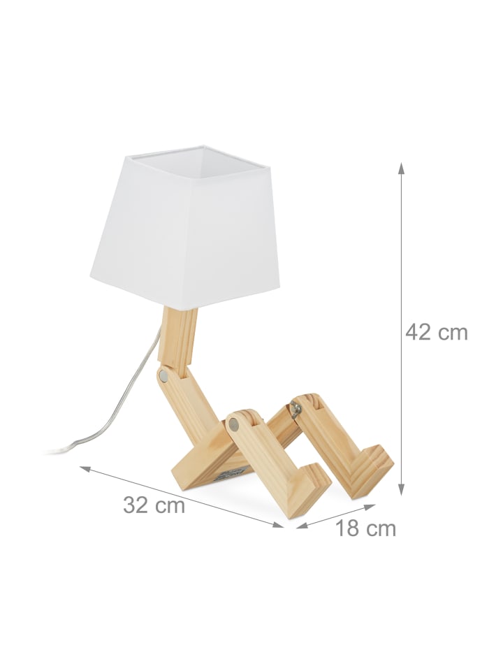 relaxdays Tischlampe Roboter in Natur - (B)18 x (H)42 x (T)32 cm günstig kaufen onesize