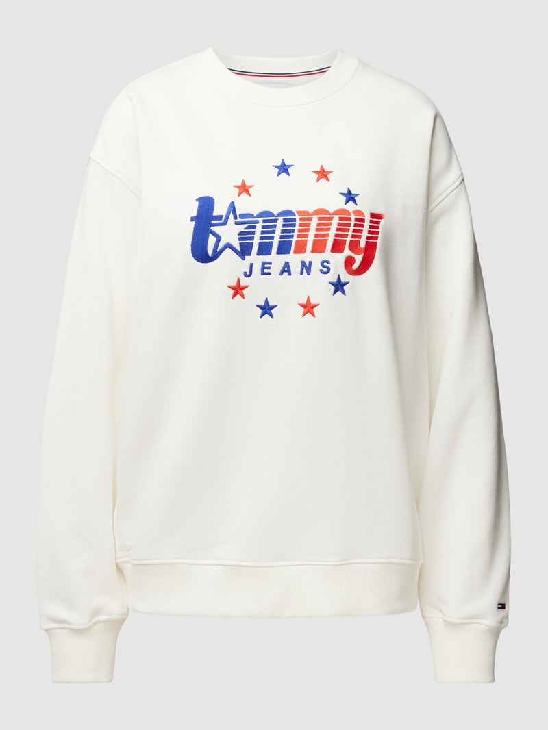 Sweatshirt mit Label-Stitching in weiß