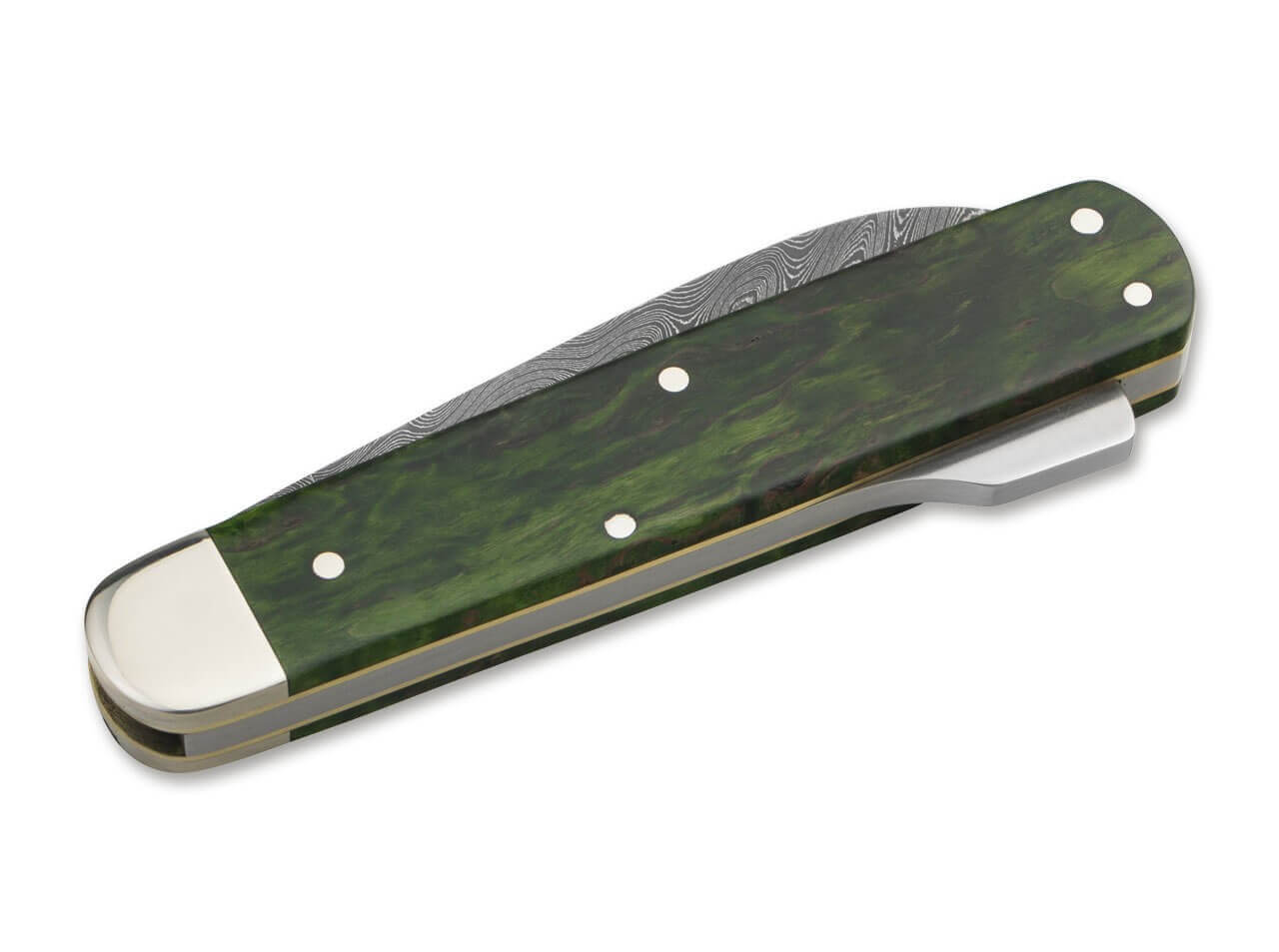Jagdmesser Mono Damast Maserbirke Grün