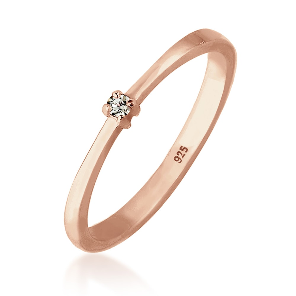 Elli Elli Bague Solitaire Classique Cristal 925 Argent Bague