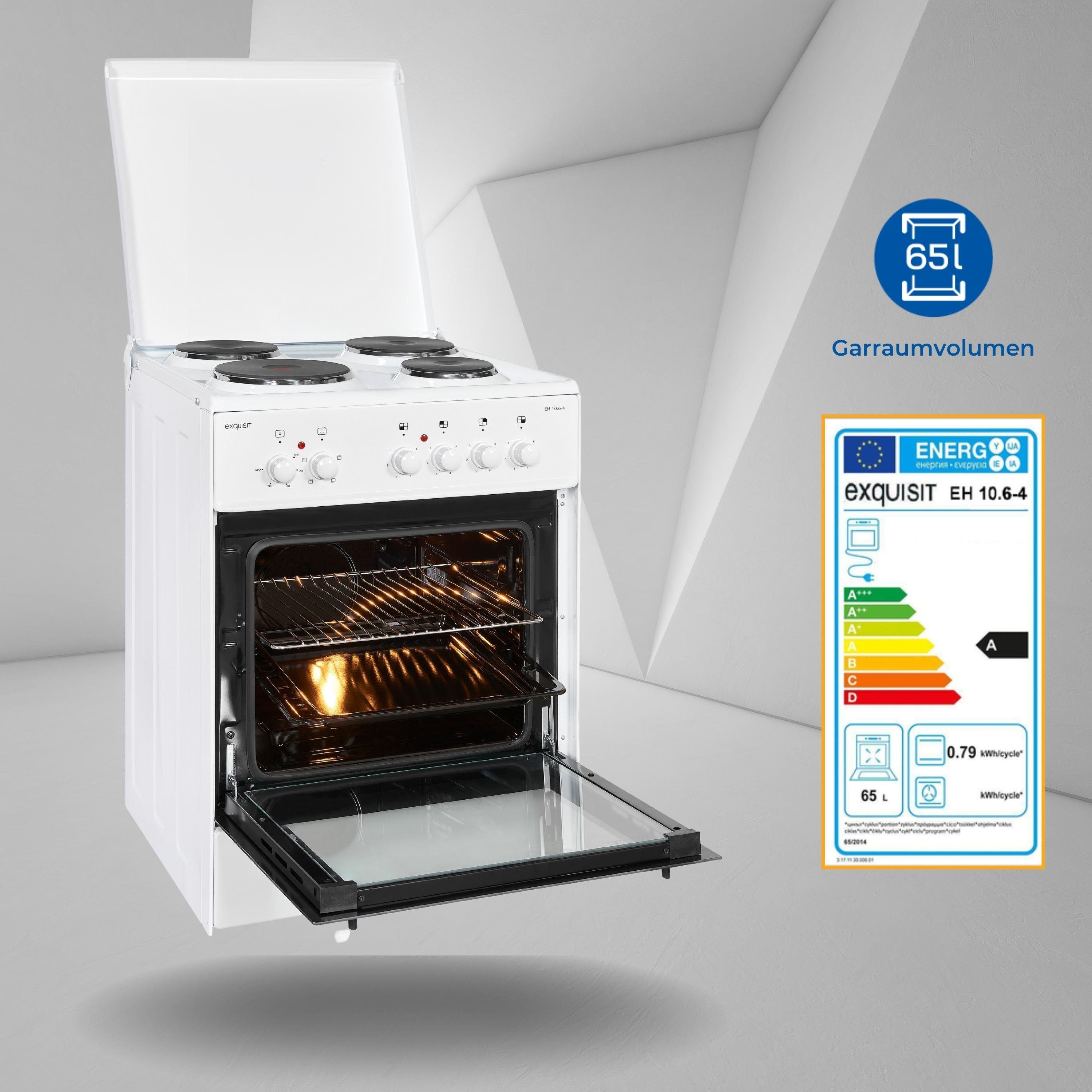 exquisit Elektro-Standherd EH 10.6-4, Grill, leistungsstark