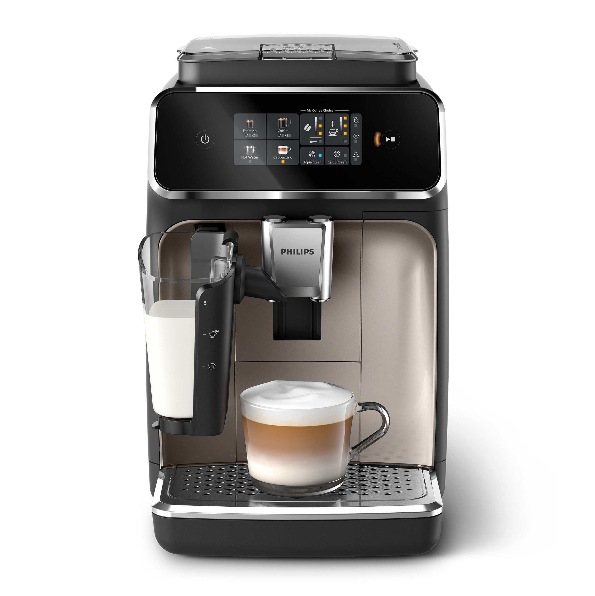 Philips Kaffeevollautomat EP2336/40 2300 Series, 4 Kaffeespezialitäten, mit LatteGo-Milchsystem, Schwarz verchromt
