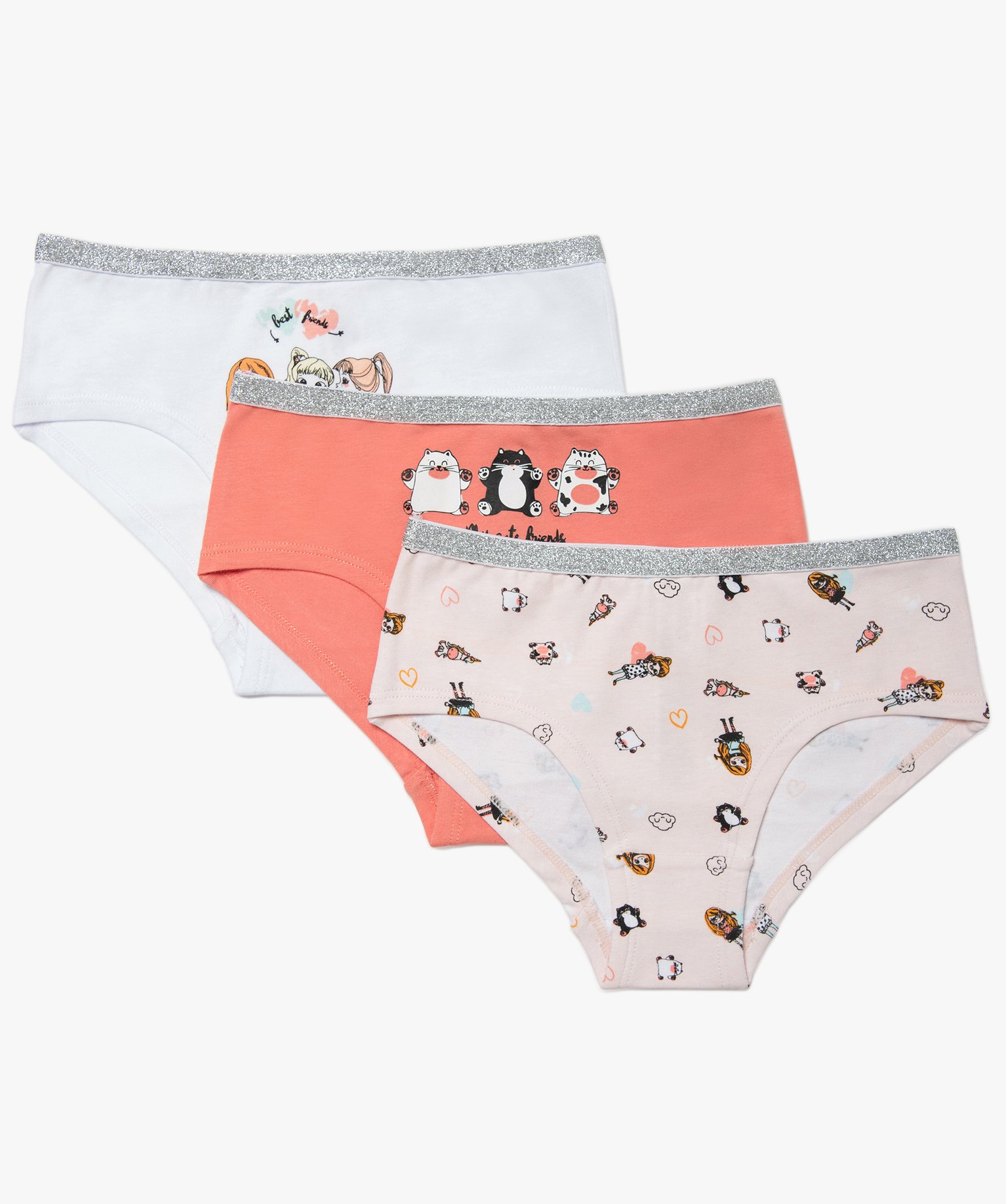 Shorty fille à motifs et ceinture pailletée (lot de 3) multicolore | GEMO