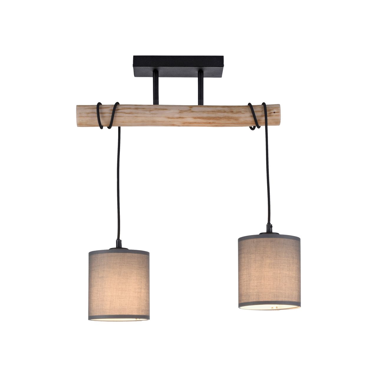 JUST LIGHT Deckenleuchte GREEN TRIBU, 2x E27/10,00Watt max., Eukalyptusholz, Taupe