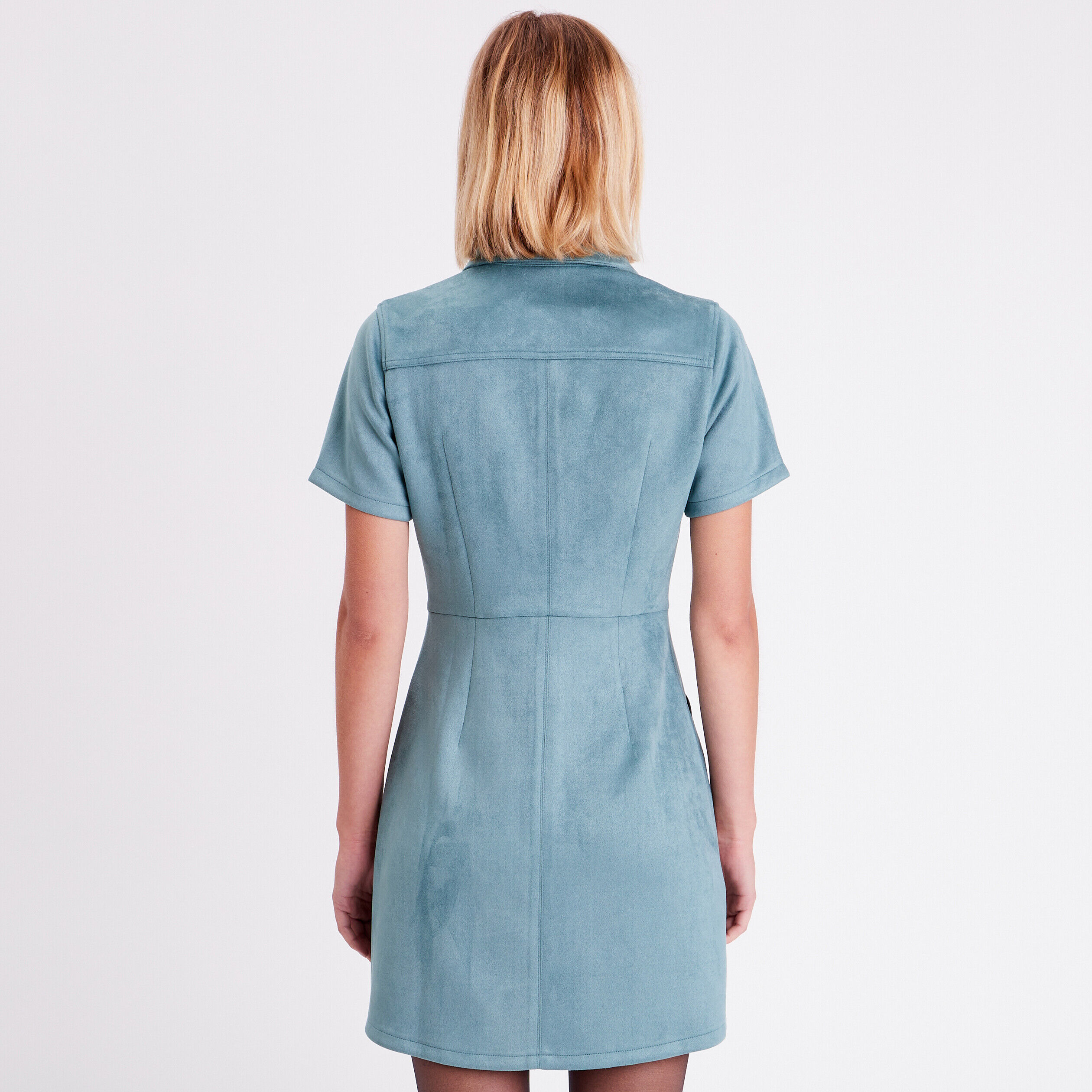 Robe droite boutonnée suédine vert foncé femme | Cache Cache