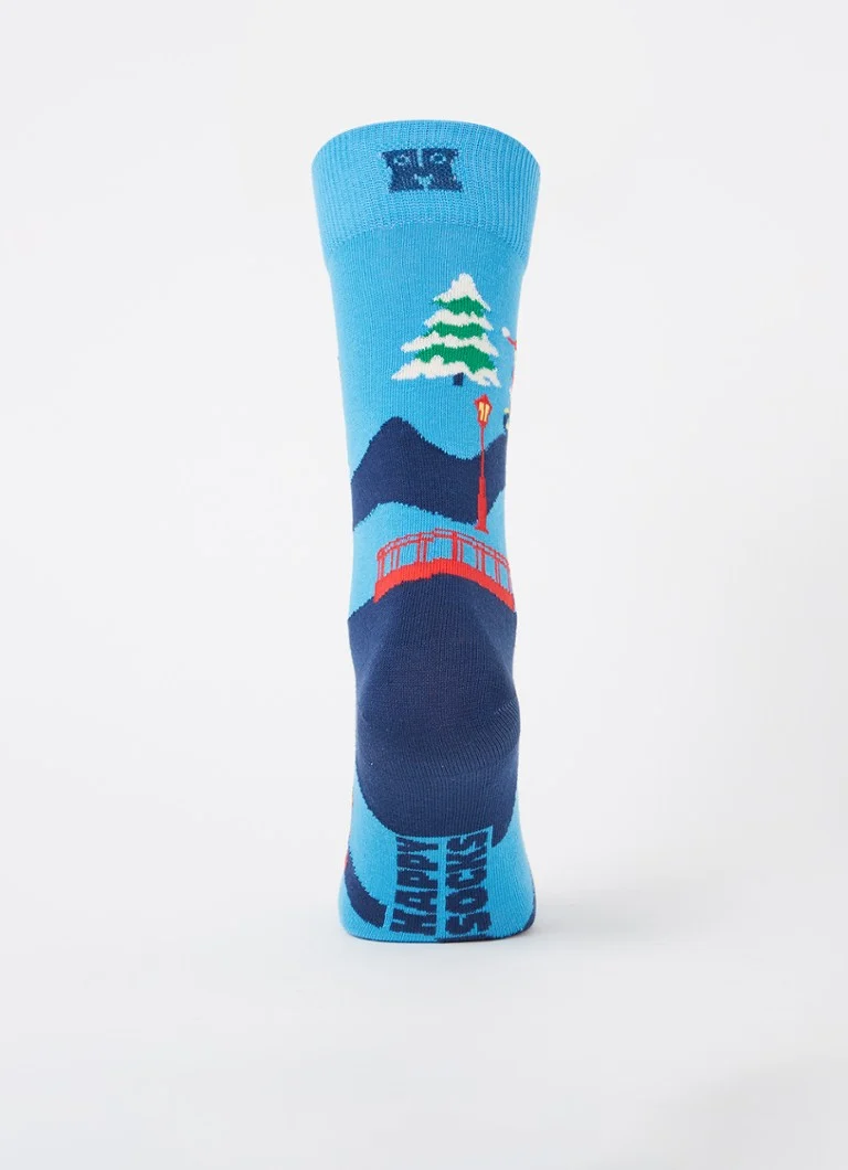 Șosete cu imprimeul „Happy Socks Happy Holidays”, vândute în pachete de 2 într-o cutie cadou.