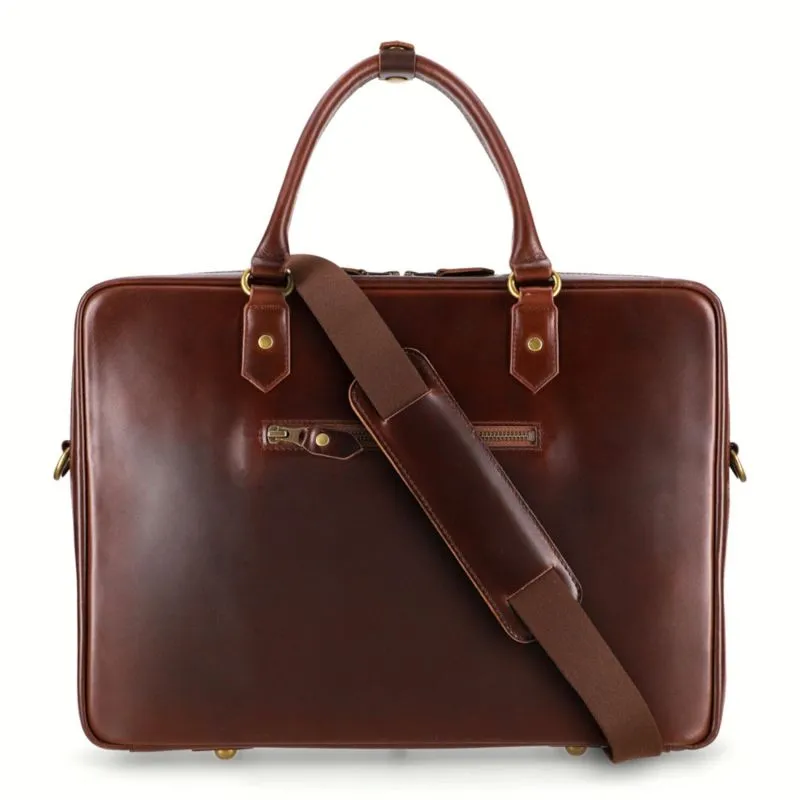 Buckle & Seam Leder XL Aktentasche Albert - Braun \/ Innenfutter Dots