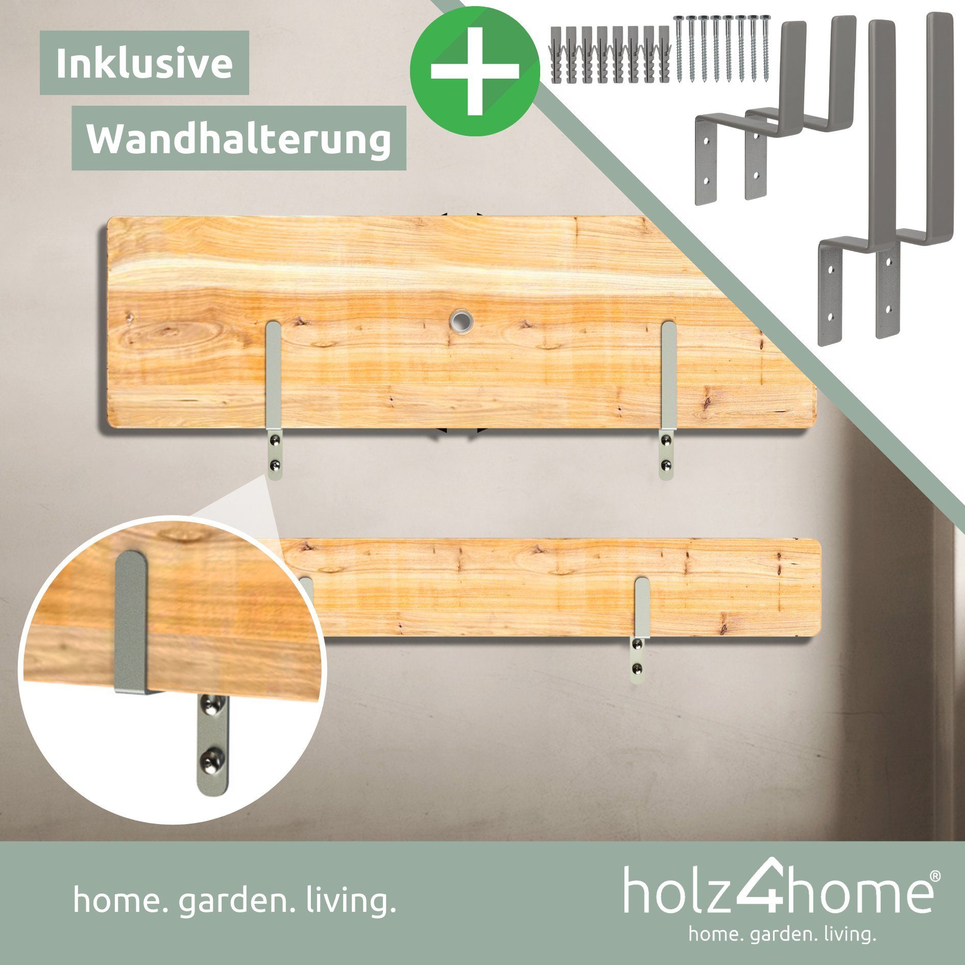 holz4home Bierzeltgarnitur 3-teilig aus Holz, 2 Bänke, 1 Tisch