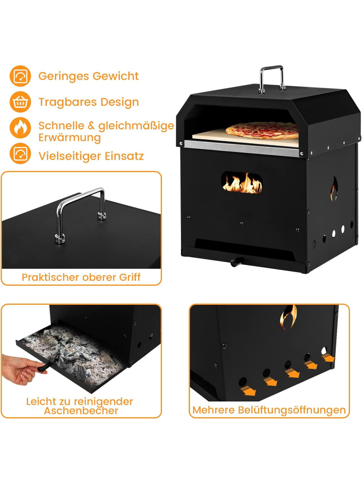 COSTWAY Pizzaofen 4-in-1 in Schwarz günstig kaufen onesize