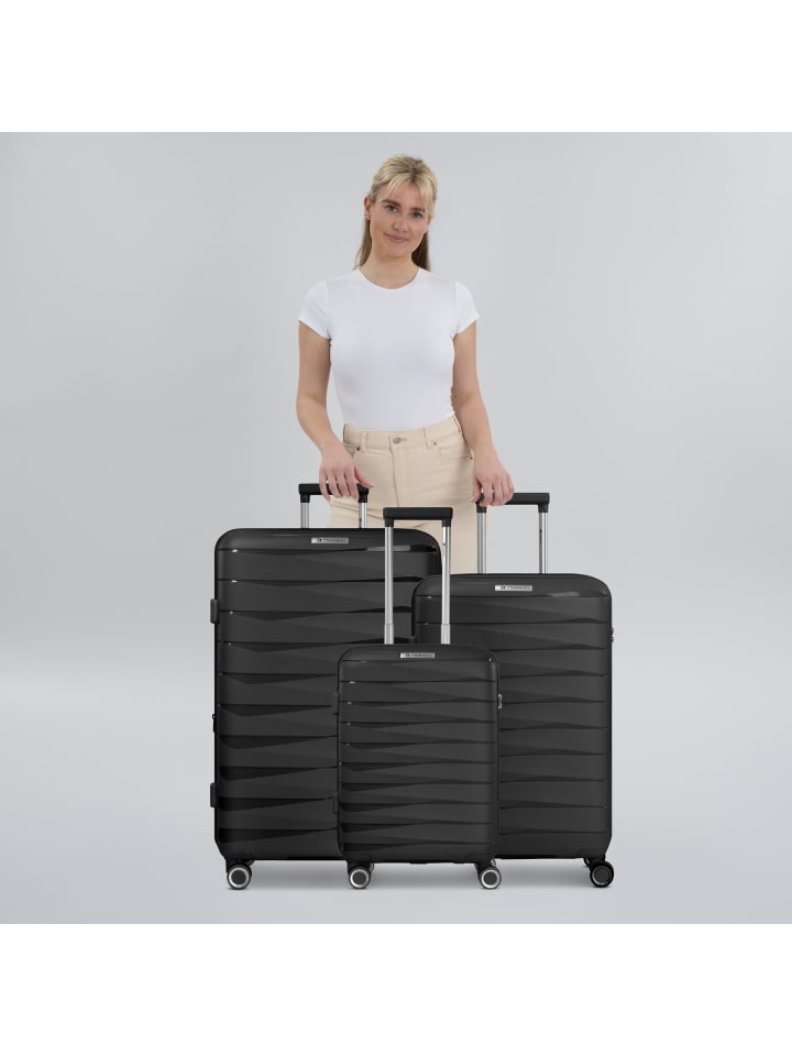 Franky London 4 Rollen Kofferset 3-teilig mit Dehnfalte in black günstig kaufen onesize