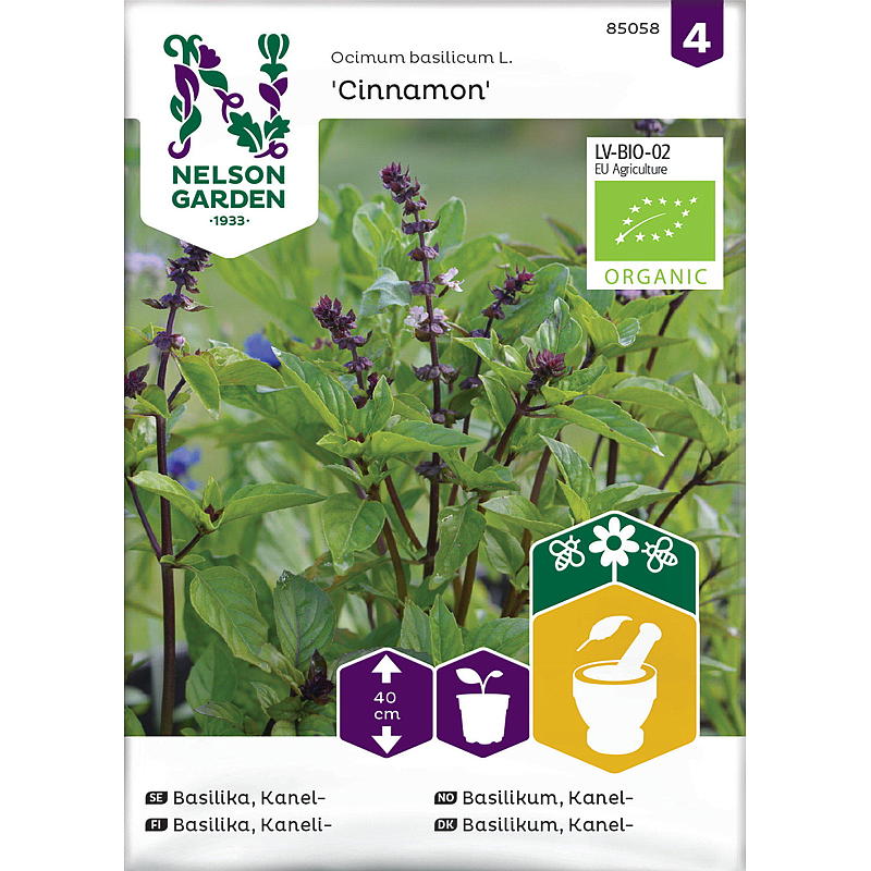 Nelson garden Frø Basilikum Kanel, Cinnamon, organic