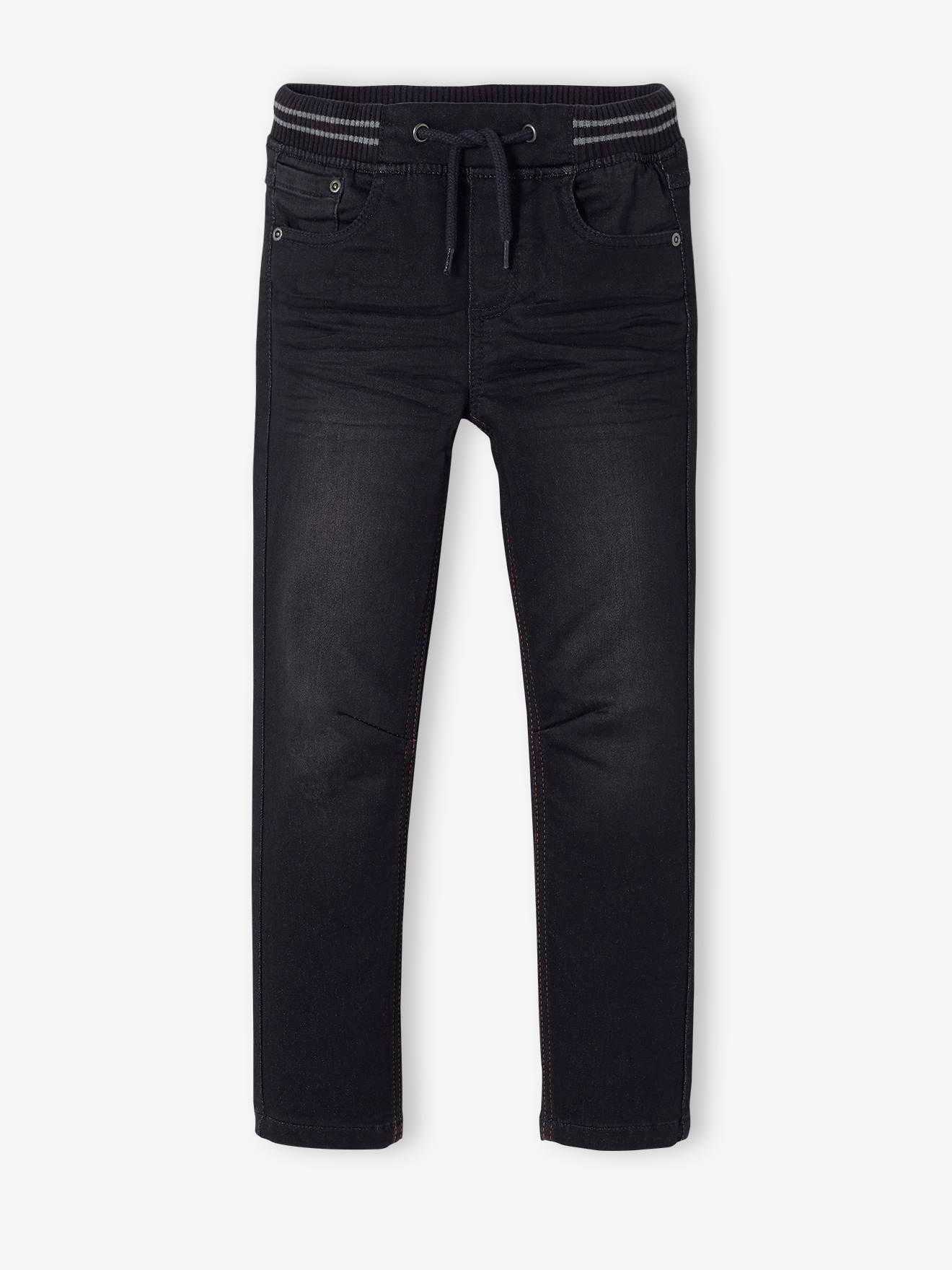Jean droit en molleton effet denim facile à enfiler garçon double stone