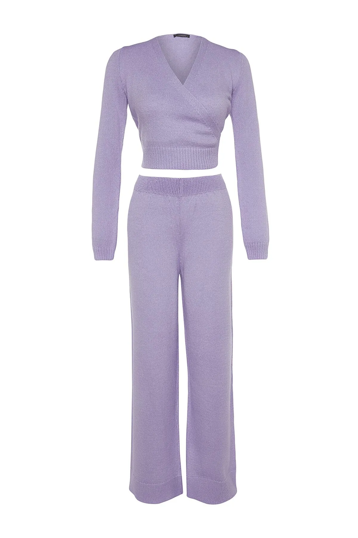 Trendyol Collection  Lila Strickoberteil und -unterteil-Set TWOAW24AU00132