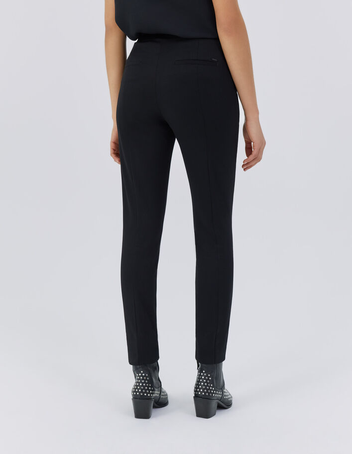 Pantalon slim en twill noir fente devant femme