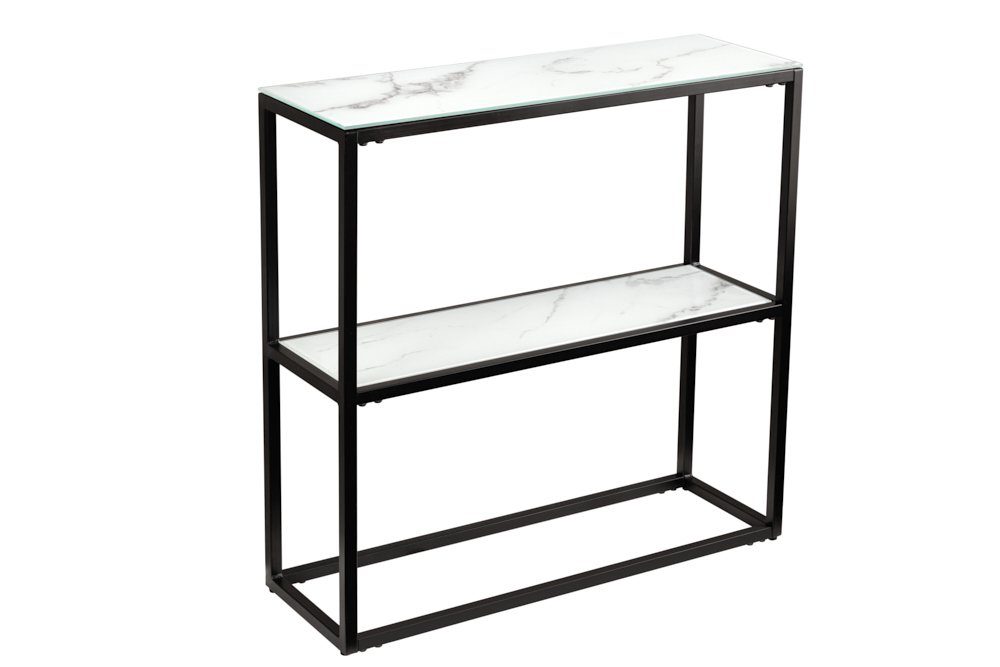 riess-ambiente Konsolentisch BOUTIQUE 81cm weiß / schwarz (1-St), Flur · Kristallglas · Metall · eckig · Marmor-Dekor · Barock