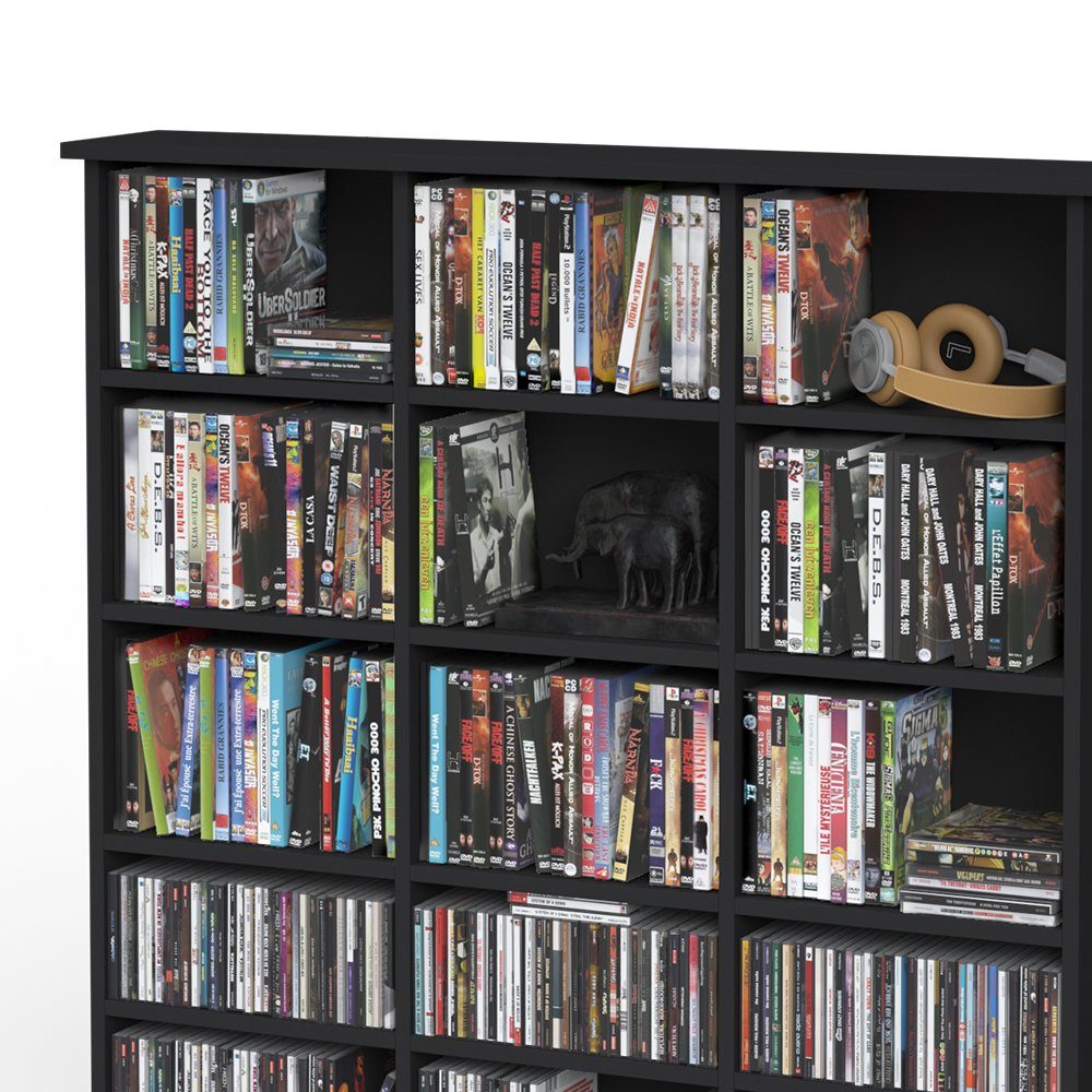 Vicco CD-Regal Medienregal CD DVD Bluray Regal Standregal JUKEBOX Schwarz