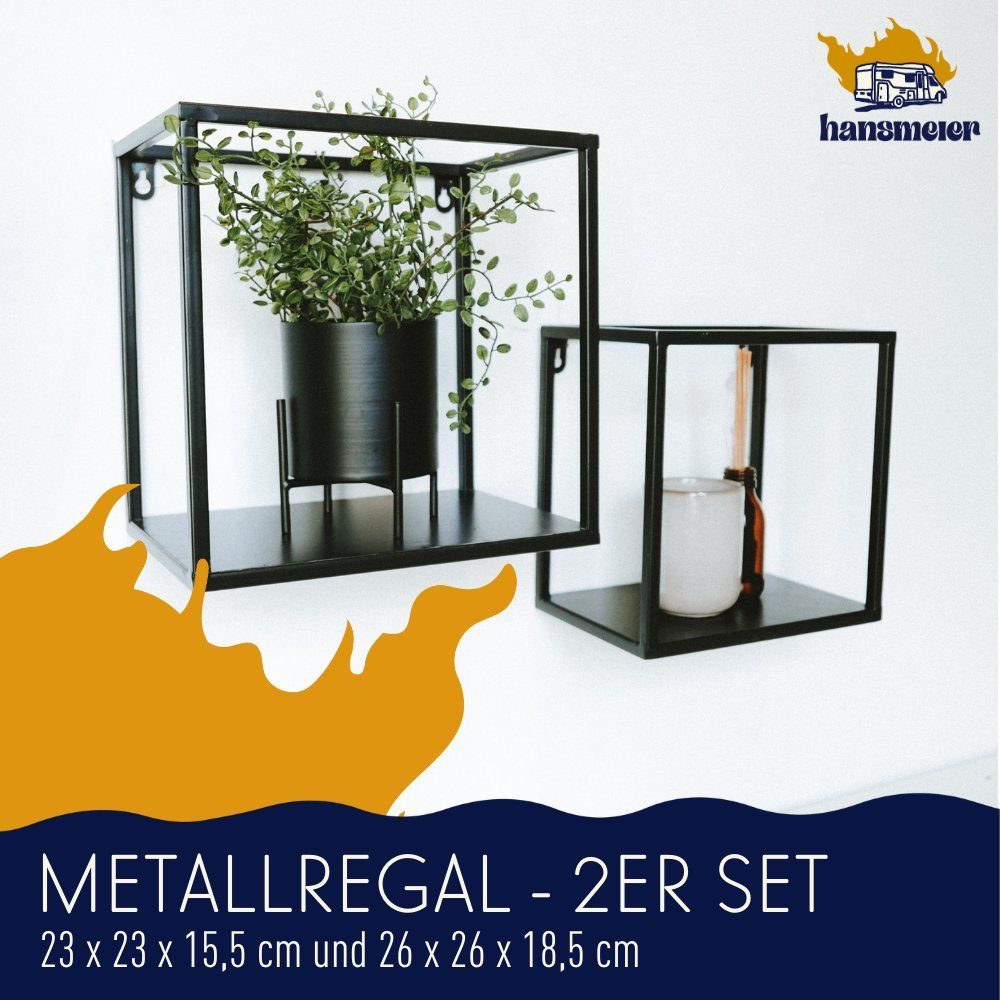 Hansmeier Wandregal Wandregal aus Metall - Metallregal - Schwarz - Schweberegal, 2-tlg.