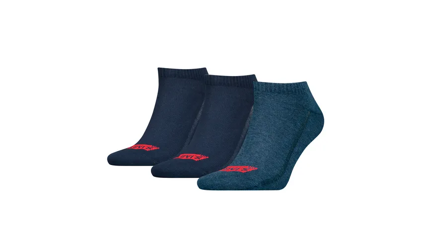 Levis Unisex Sneaker Socken Low Cut Batwing Logo Recycled Cotton 3er Pack Denim