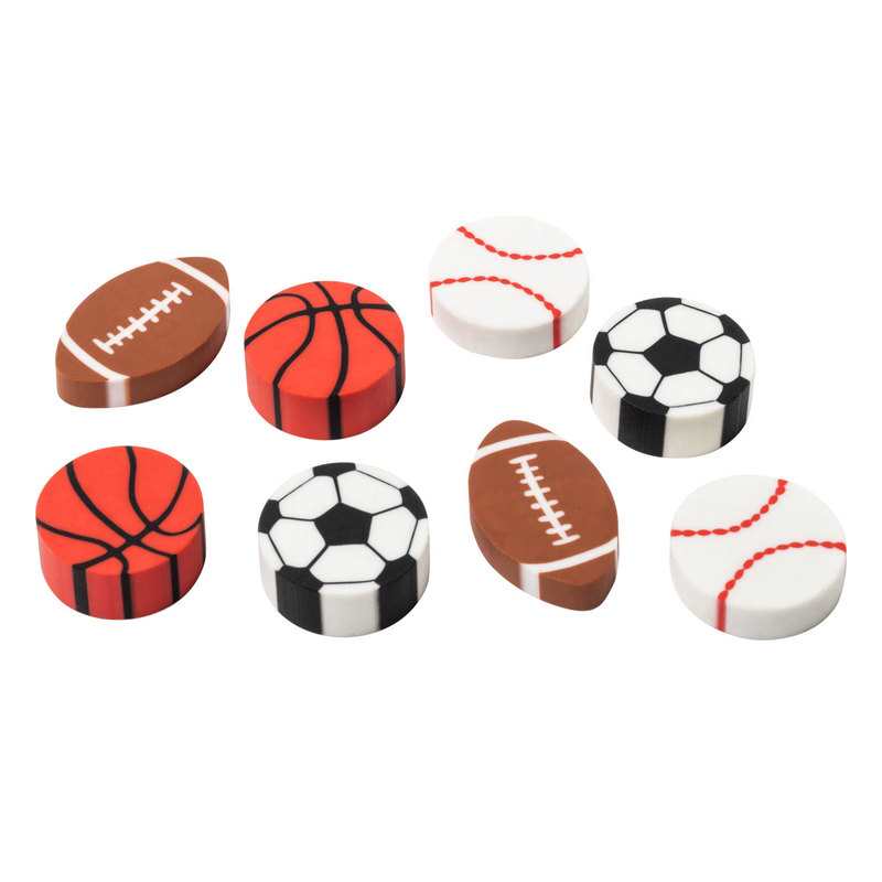 8 mini gommes ballons de sport Oxybul