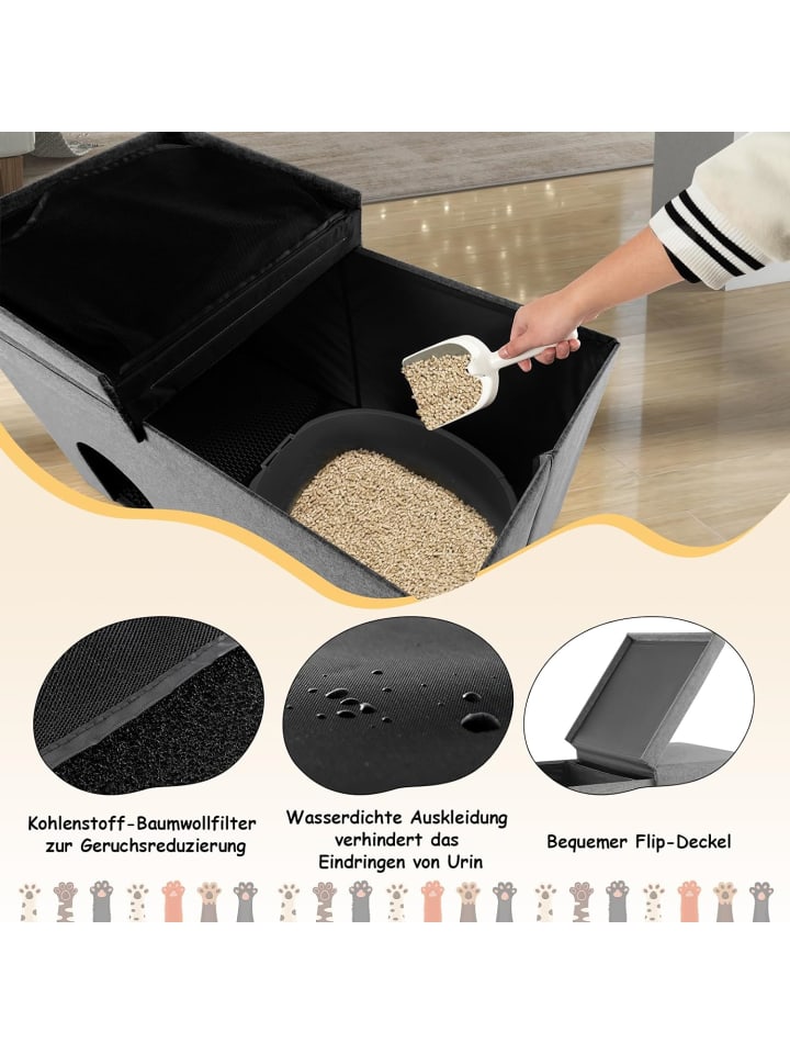 COSTWAY 2in1 Katzenhaus Sitzbank in Grau günstig kaufen onesize