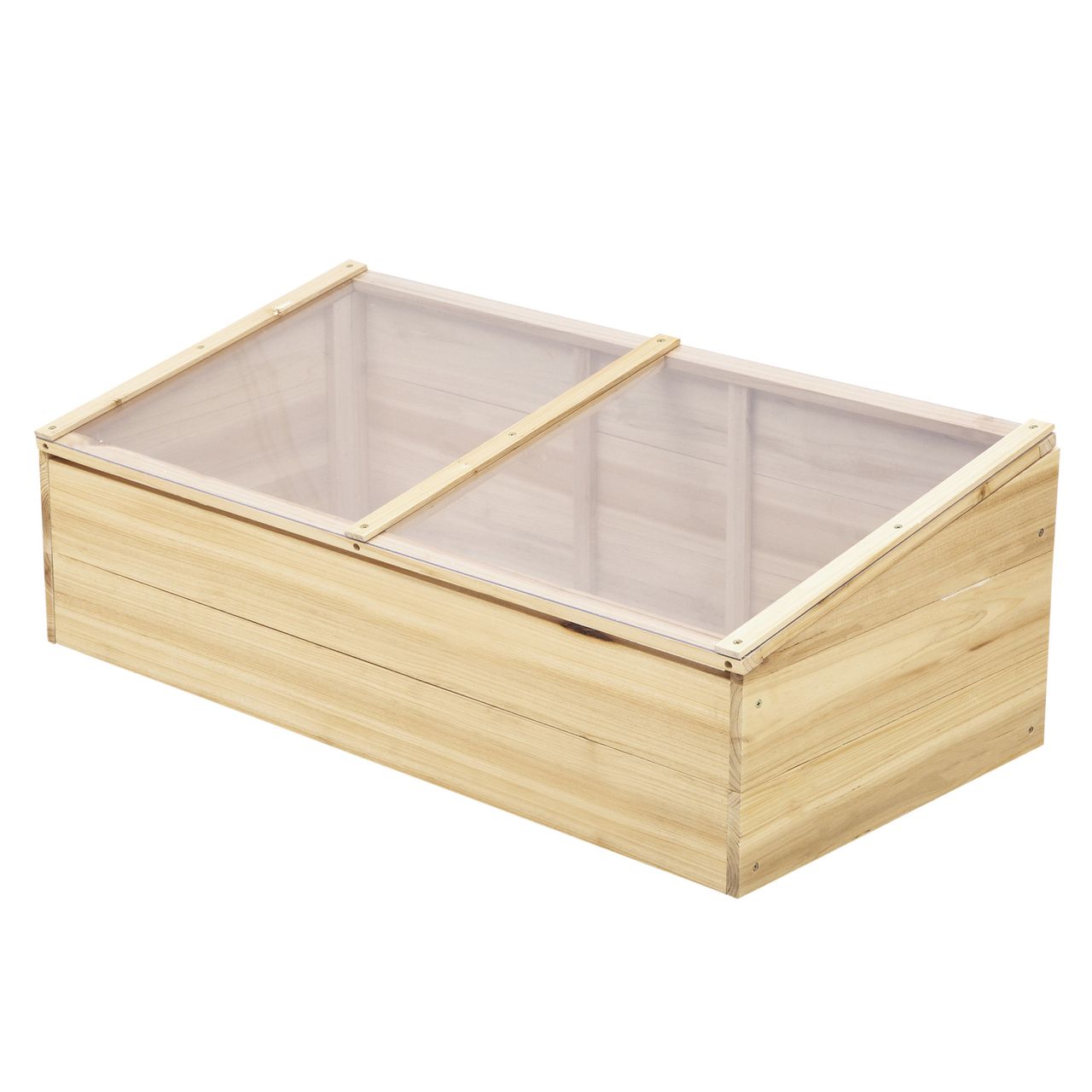 Outsunny Gewächshaus Holz Frühbeet Frühbeetkasten Natur Tanne PC-Platte 100 x 50 x 35 cm