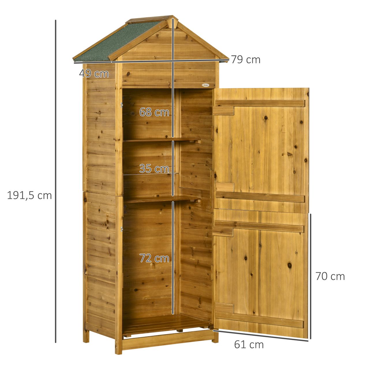 Outsunny Holz Gerätehaus Geräteschrank Gartenschrank 2 Regale wetterfest 2 Türen