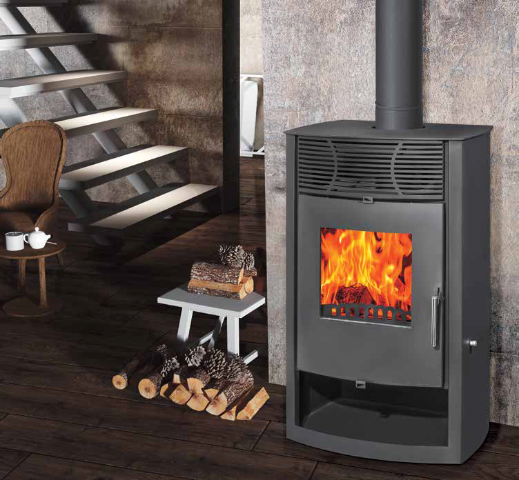 Moeby24 Kamin Ofen Kaminofen Anthrazit 130mm Rauchrohr 7,8 KW BimSchV 1-2 EEK A  Denice