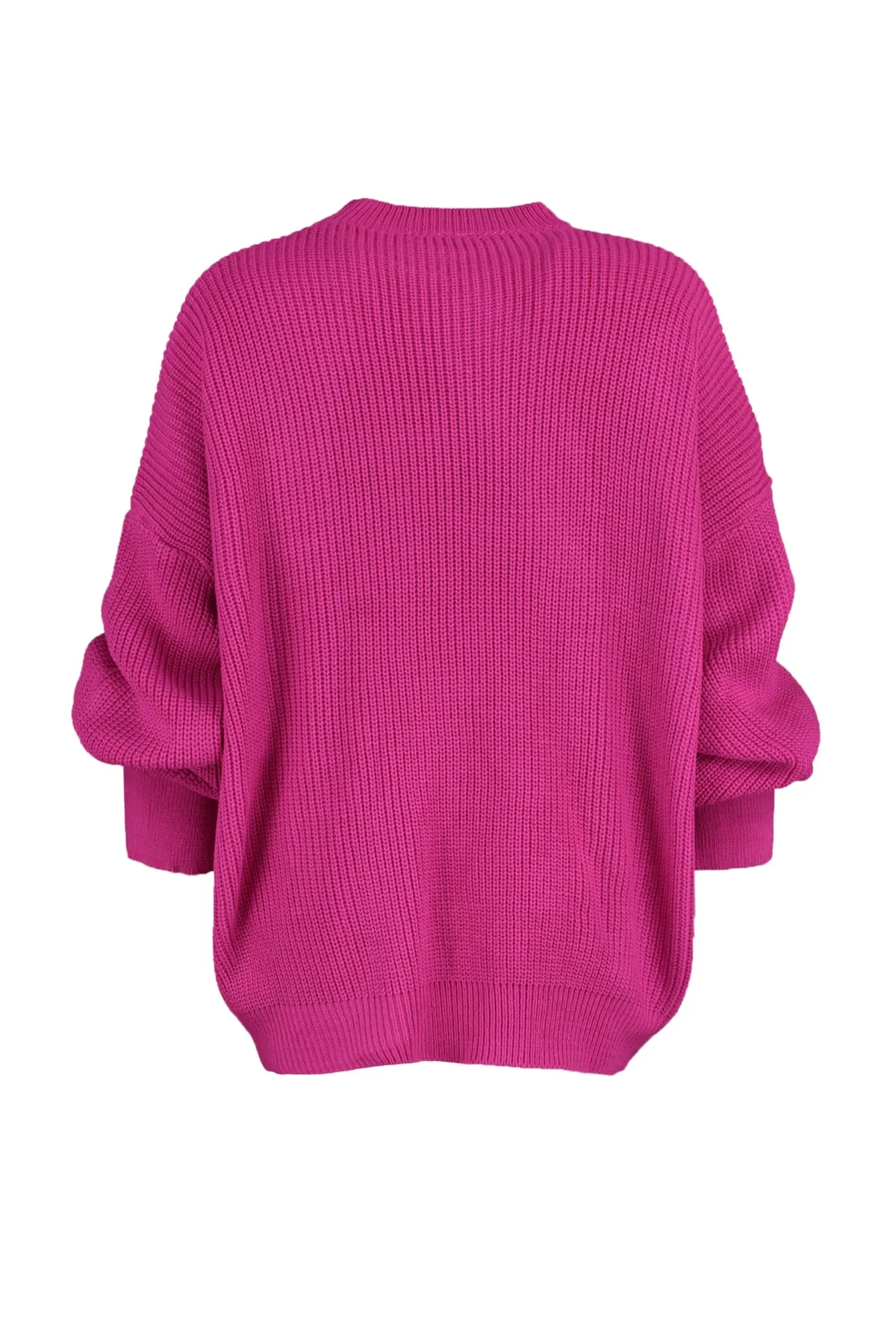 Trendyol Collection  Fuchsiafarbener Strickpullover mit Rundhalsausschnitt und weiter Passform TWOAW23KZ01448