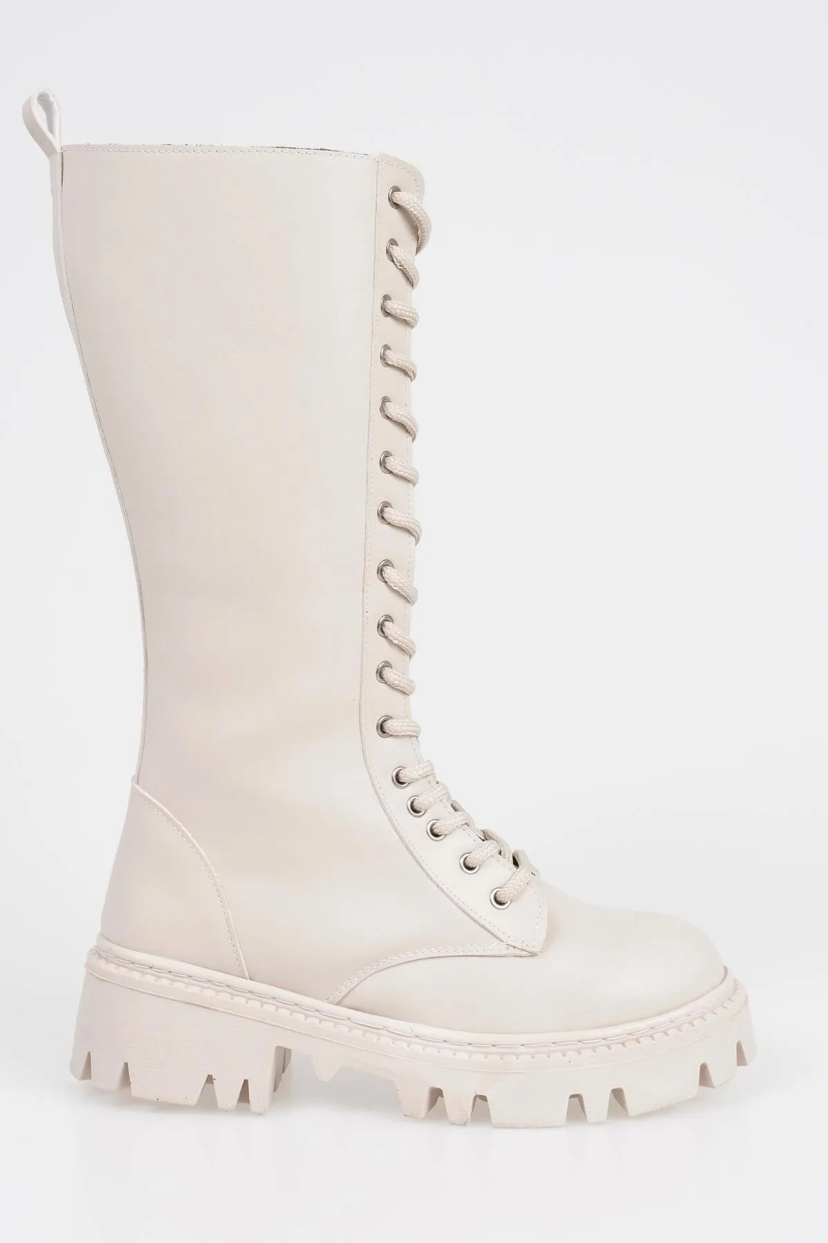 CZ London  Knielange Schnürstiefel für Damen mit dicker Zehensohle