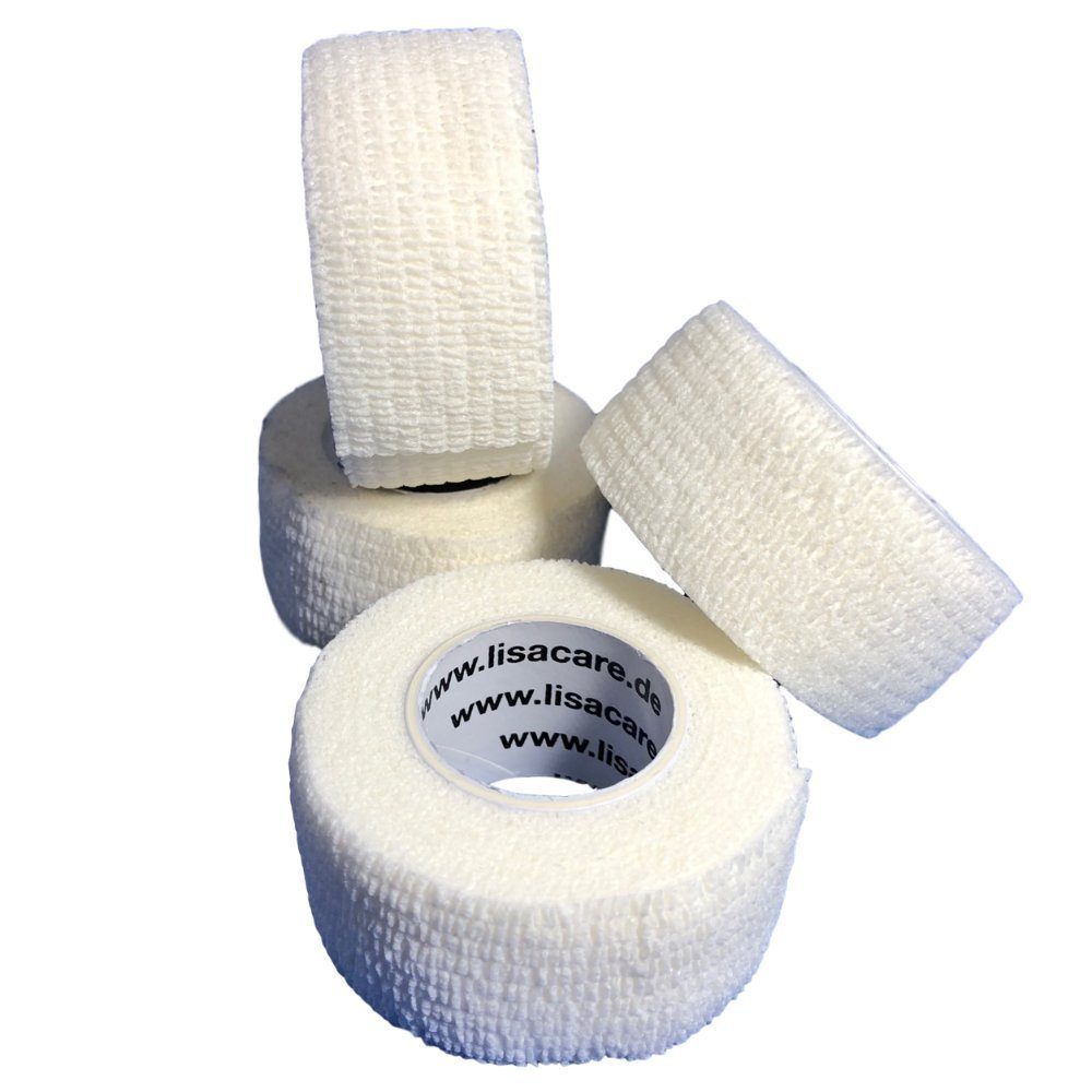 LisaCare Wundpflaster Selbsthaftender Fingerverband - Fingerpflaster/Bandage (Set, 4 St., Weiß / 2,5cm x 4,5m), Zertifiziertes Medizinprodukt!
