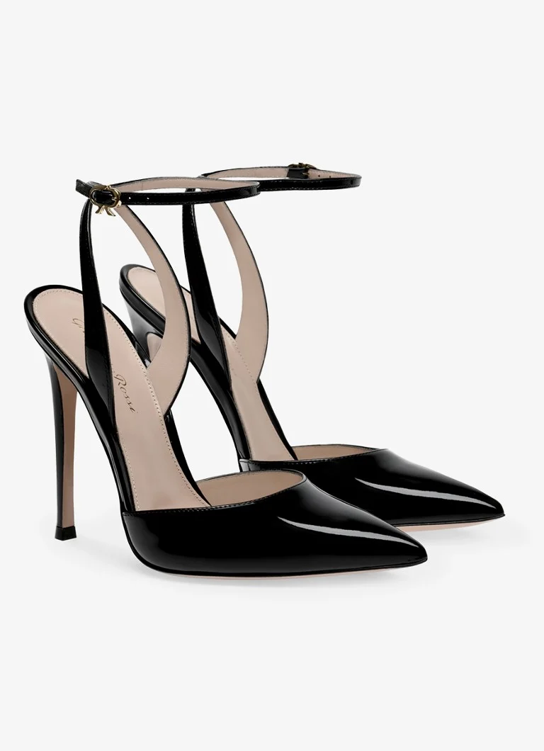 Gianvito Rossi Cara -vasikannahkainen slingback-korkokengät lakatulla viimeistelyllä
