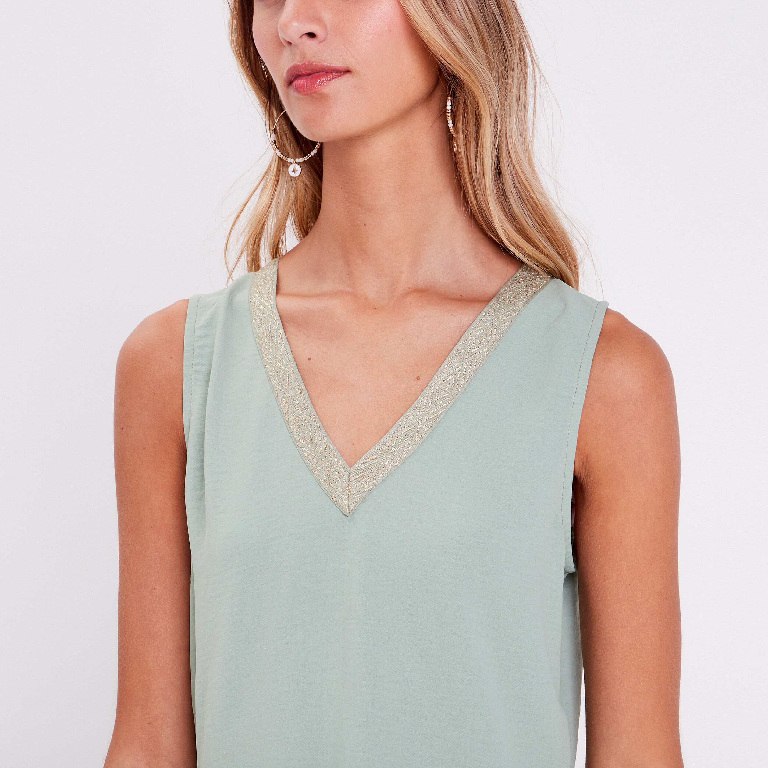 Blouse sans manches vert clair femme | Cache Cache