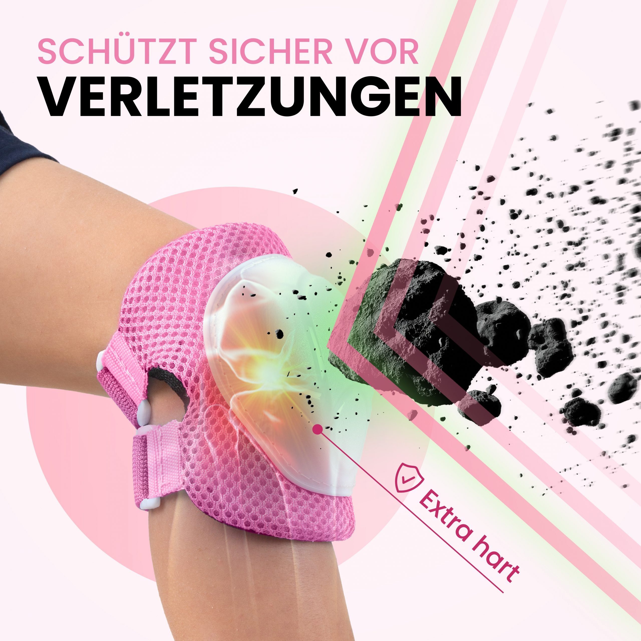 99FLIPS Protektoren-Set Schoner Inliner skates Kinder Set Skateboard Protektoren Schützer (Knieschoner Kinder Schutzausrüstung für Rollschuhe & Skateboard, 6-tlg., Knieschützer, Ellenbogen Schützer & Handschützer inkl. Tasche), Schlittschuhe Schoner