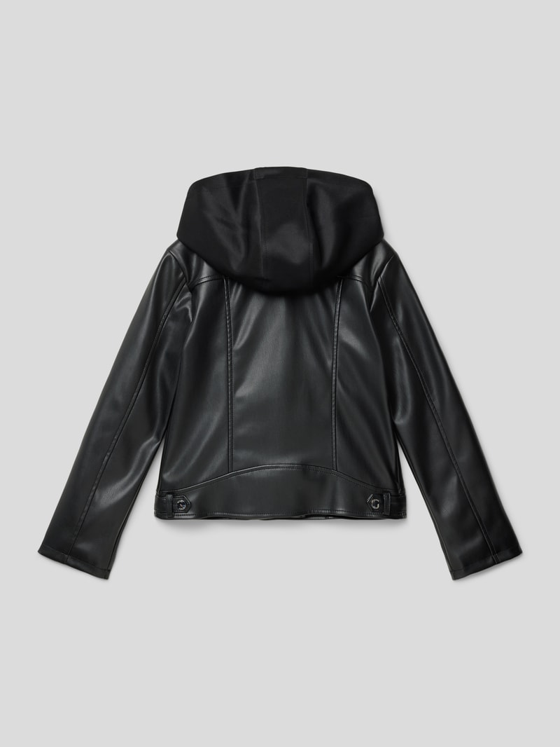 Bikerjacke in Leder-Optik Modell 'HOODED' in schwarz