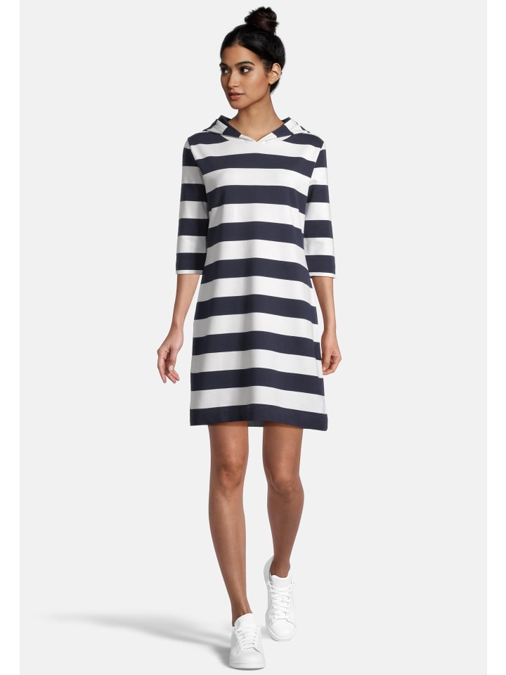 Salzhaut Knielanges Kleid (Midi) LÖÖVSTICK in Navy Offwhite günstig kaufen