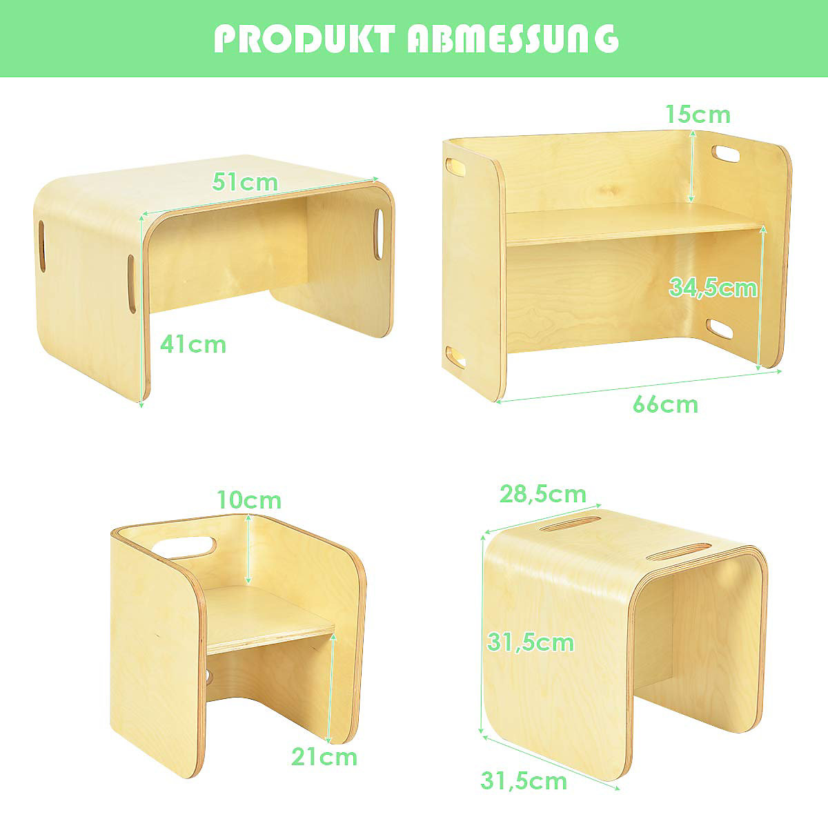 Kindersitzgrupppe 3tlg. Kindertisch Birke