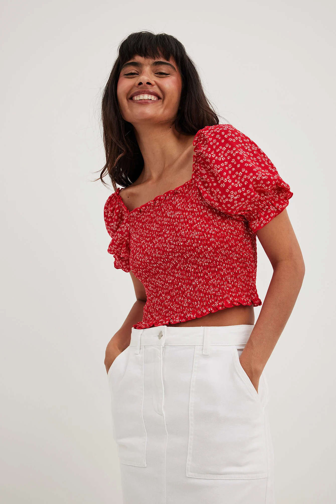 Recyceltes recyceltes Smock-Crop-Top