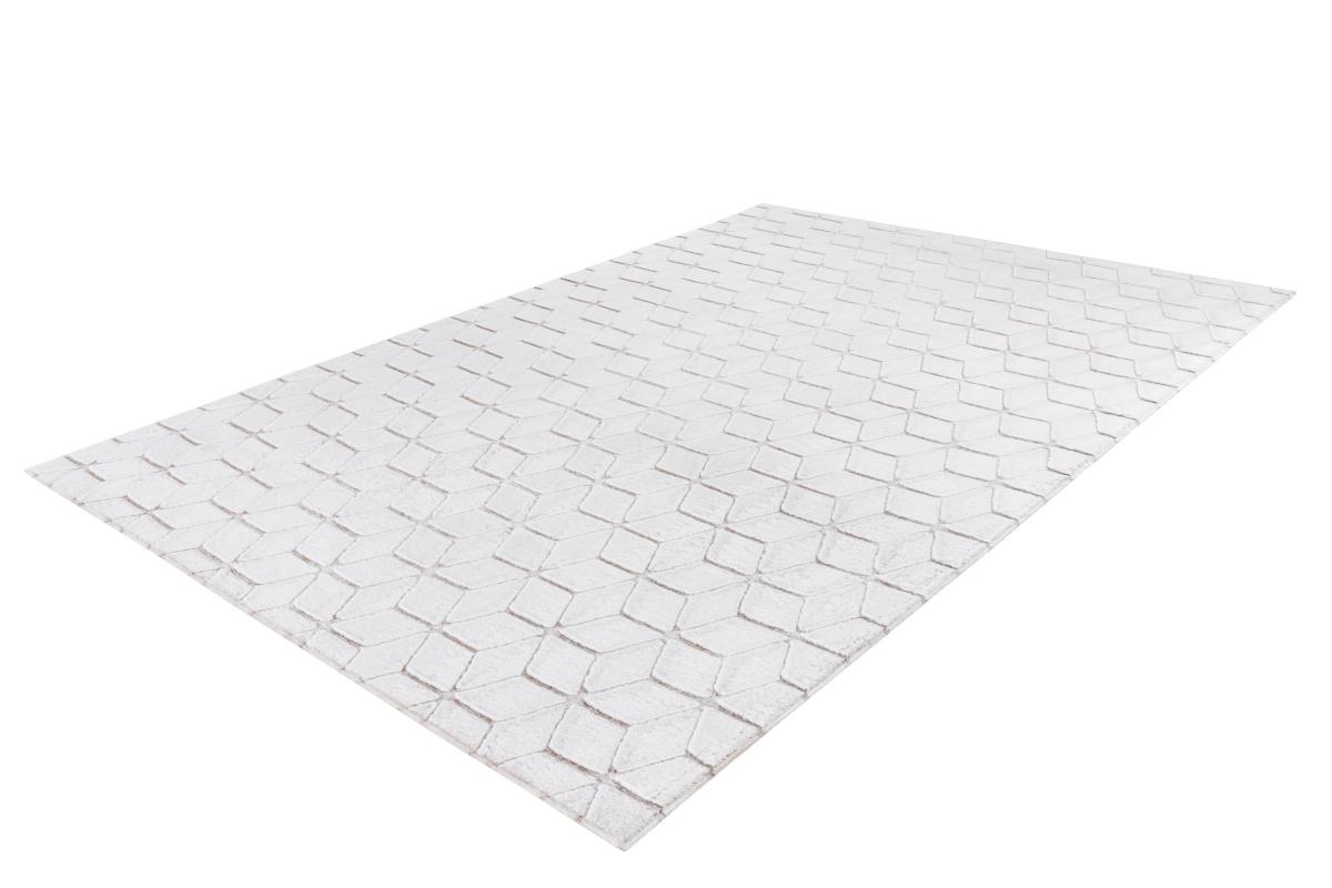 megusta 3D-Hochflorteppich Weiß / Taupe 120cm x 160cm