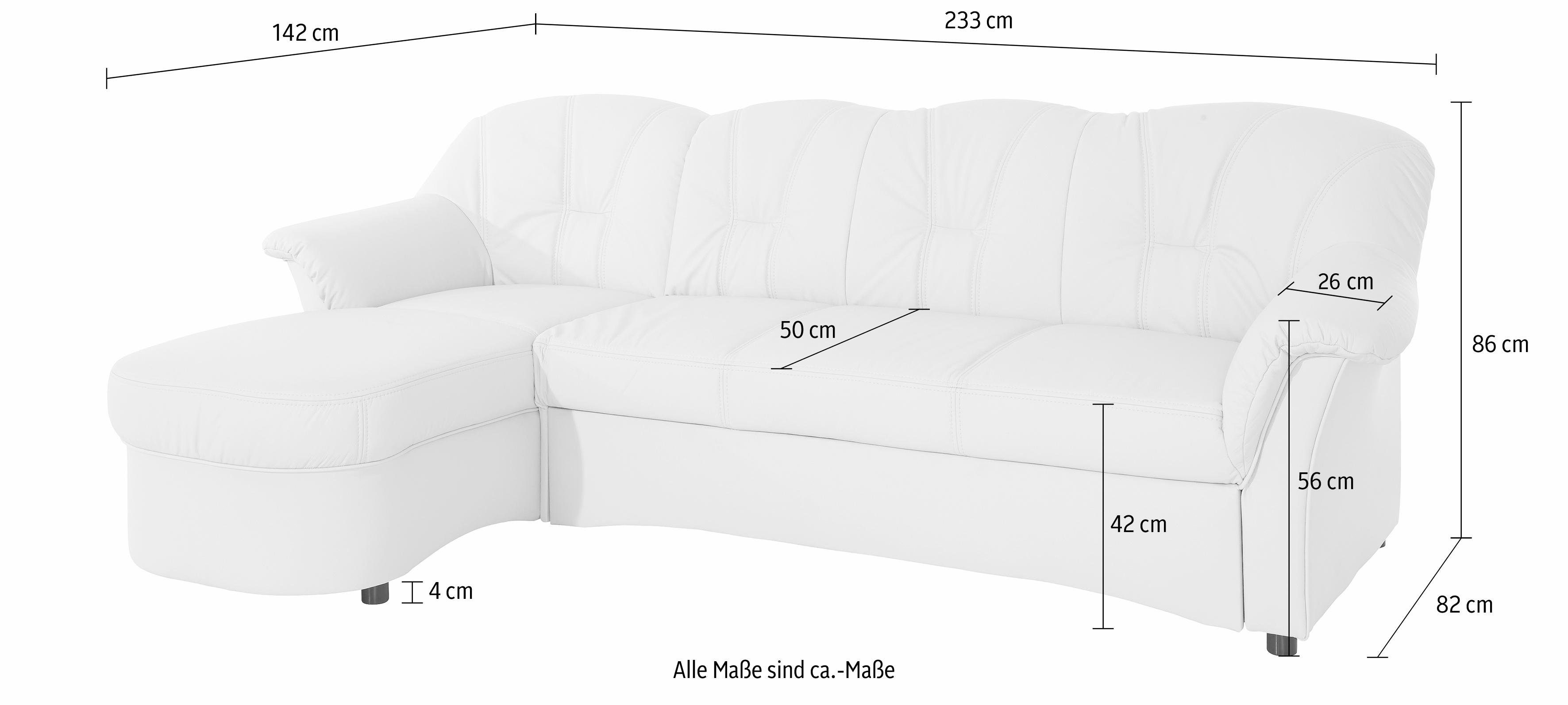 DOMO collection Ecksofa Flores, wahlweise mit Bettfunktion, wahlweise mit Federkern