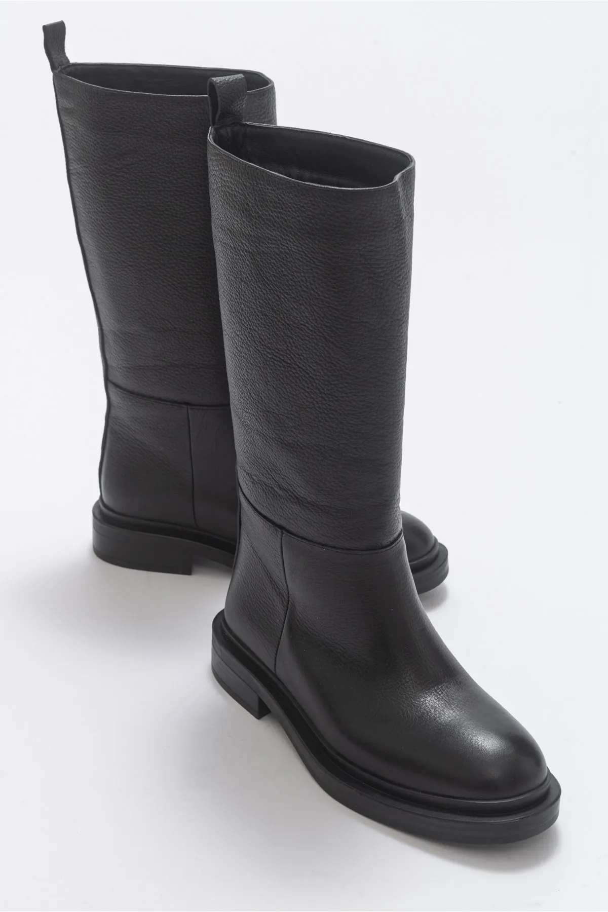 LuviShoes  Tempo Black Floater Damenstiefel aus echtem Leder