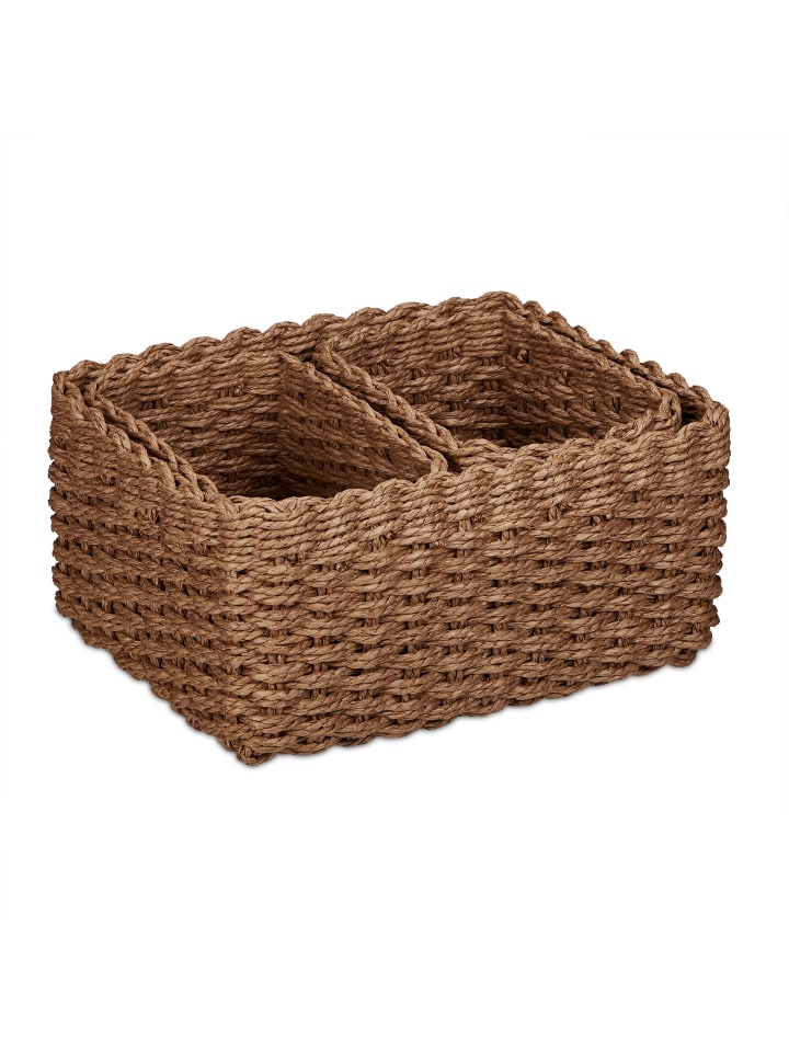relaxdays 3-tlg. Aufbewahrungskorb Set in Braun günstig kaufen onesize