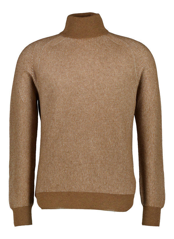 BOGGI MILANO, Rollkragenpullover, Merinowolle extrafein, braun meliert