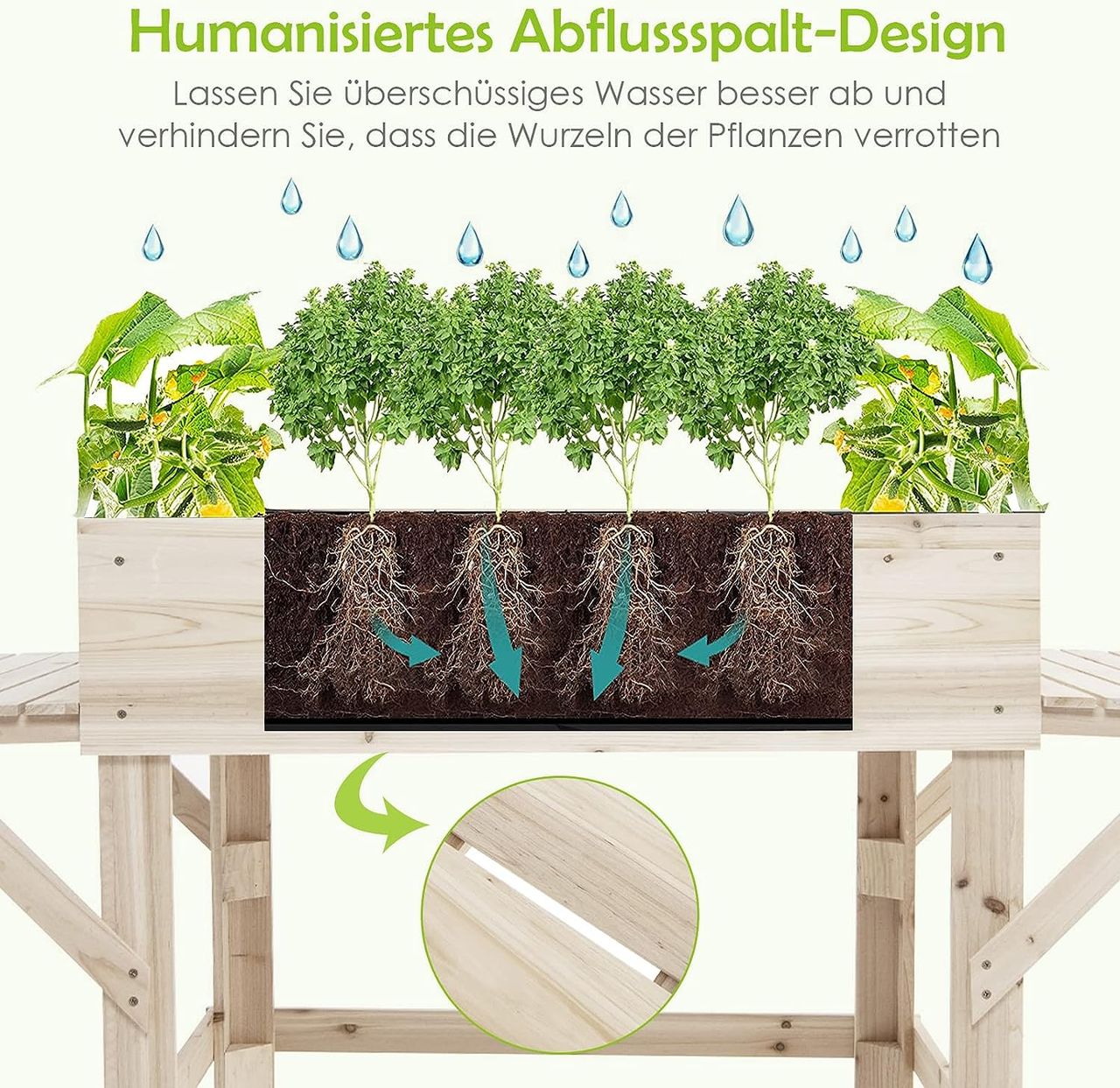 Costway Hochbeet mit 2 Seitenablagen