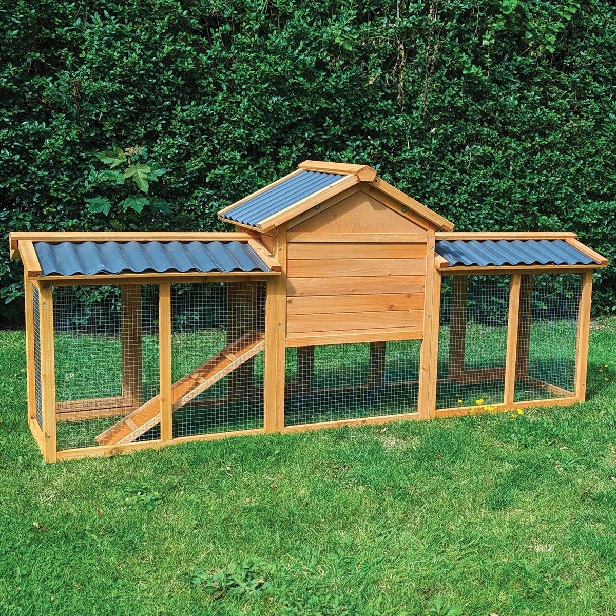 Zoo-XXL Kleintierstall Kaninchenstall Picasso Natur mit PVC Welldach