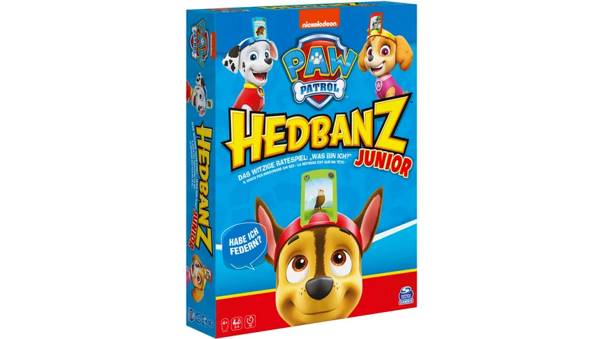 Spin Master - Hedbanz Junior – Paw Patrol, das witzige Ratespiel für 2-4 Fellfreunde ab 4 Jahren