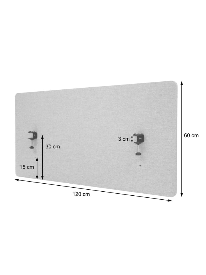MCW Akustik-Tischtrennwand G75, 60x120cm grau günstig kaufen onesize