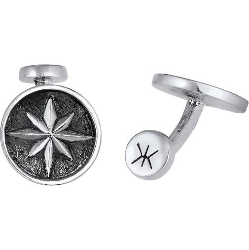KUZZOI Manschettenknopf Kompass Windrose Symbol Maritim Massiv 925 Silber