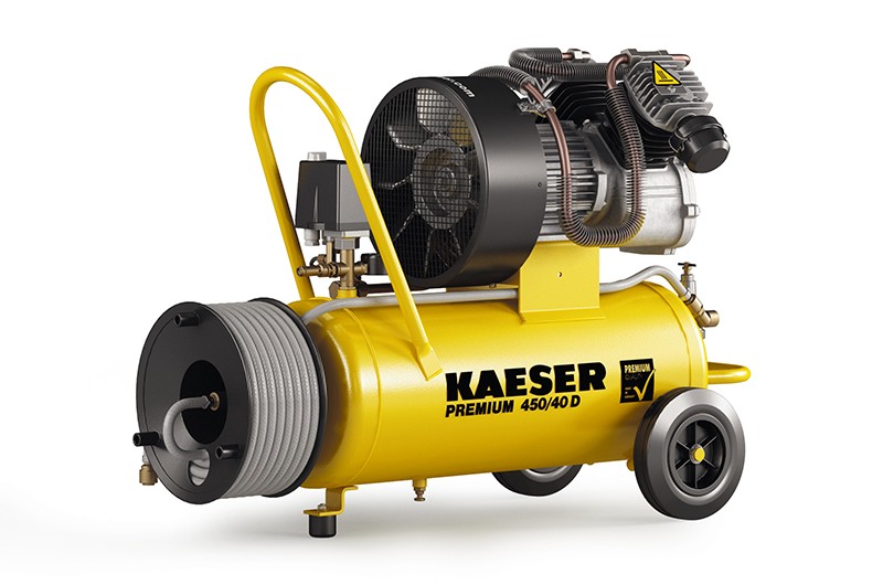 Kaeser 1.1818.00010 Premium 450/40D Sprężarka powietrza 400 Volt + bęben w komplecie. Wąż powietrzny o długości 20 m